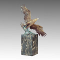 Animal Bronze Sculpture Eagle Carving Deco Brass Statue Tpal-263